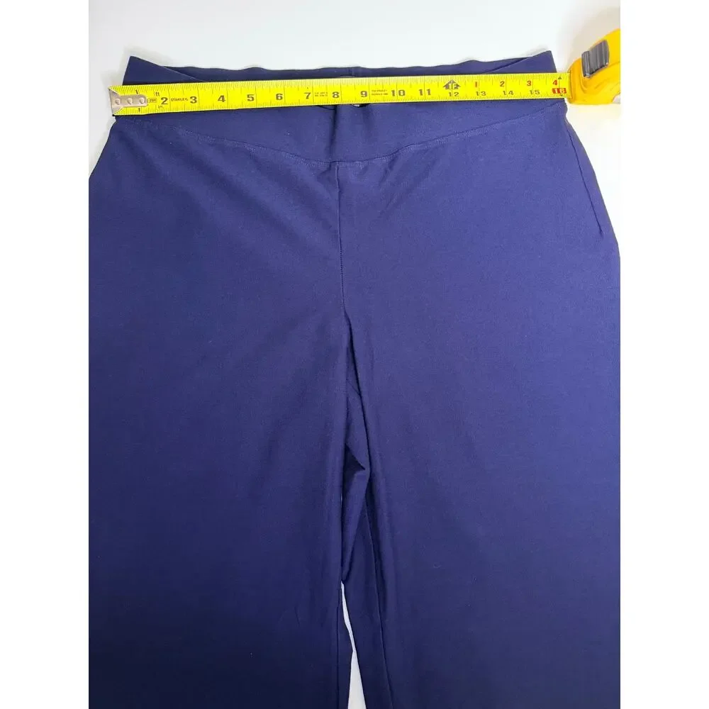 Eileen Fisher Woman Pants Size M RN78121/CA#34460 Navy Pull on Wide Cropped